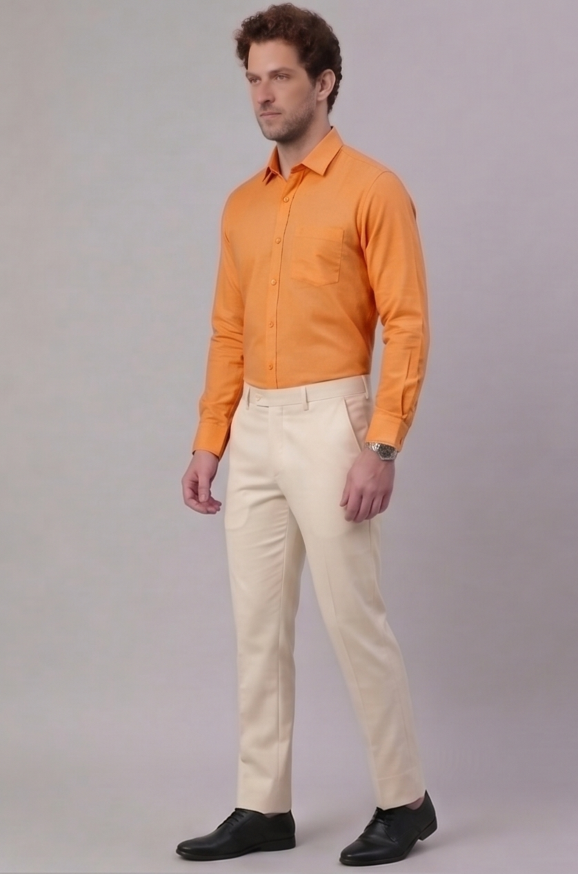 Saffron cotton shirt for men - Image 3