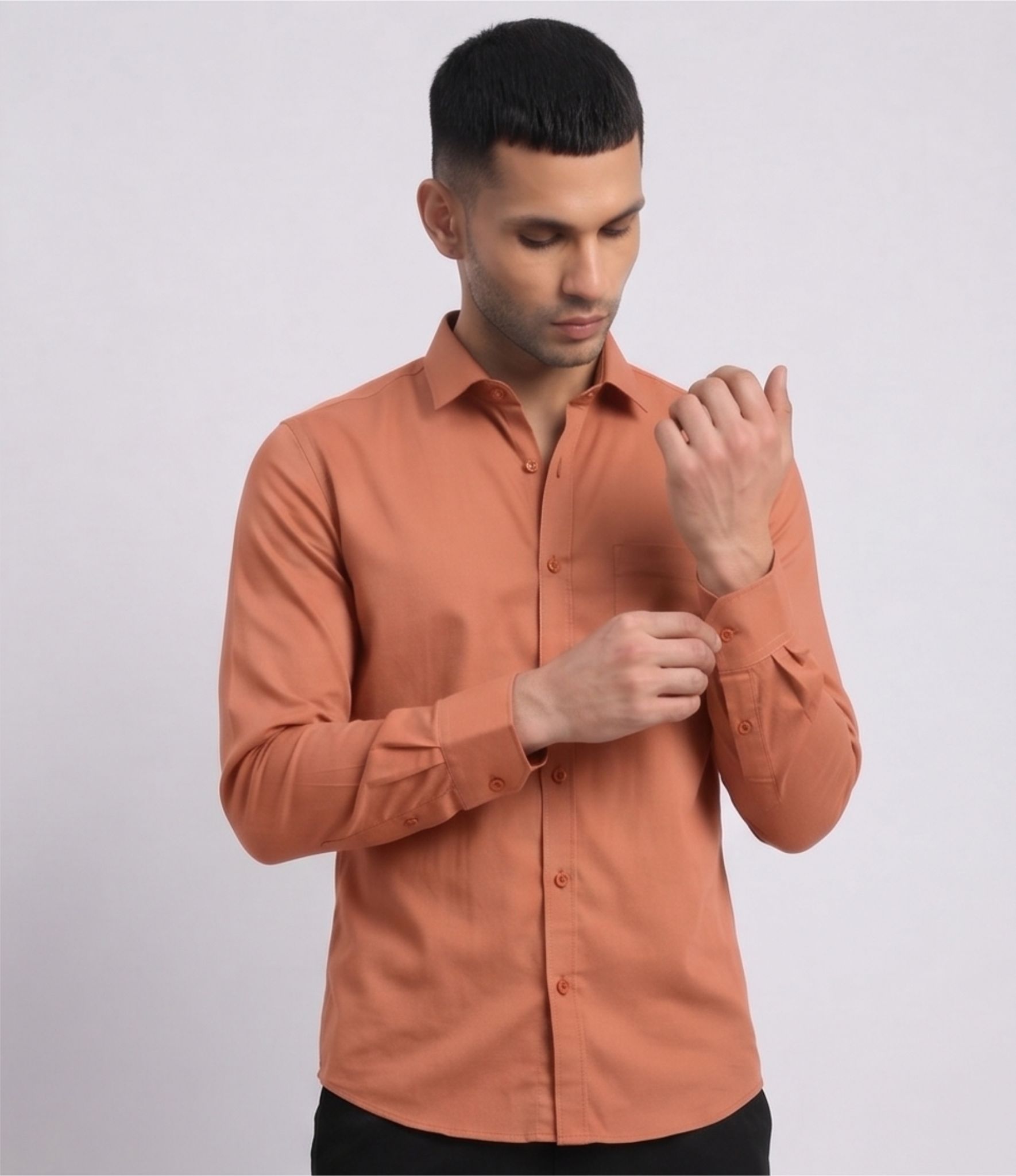 Saffron cotton shirt for men - Image 3