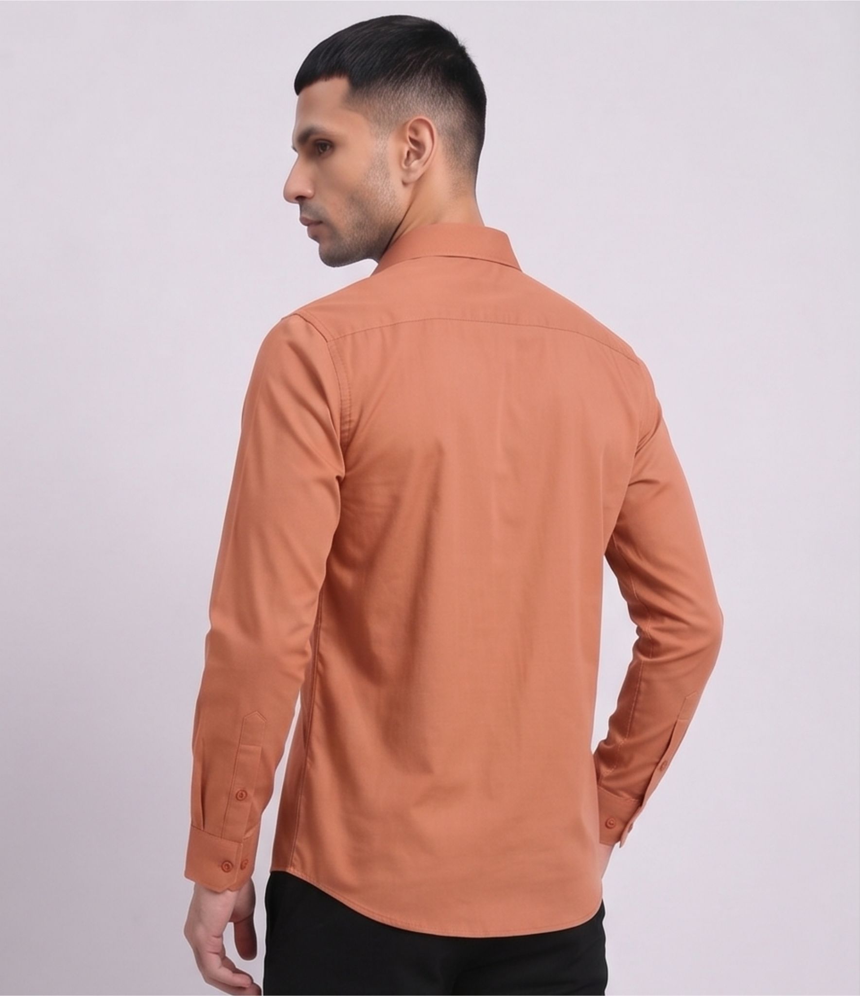 Saffron cotton shirt for men - Image 2