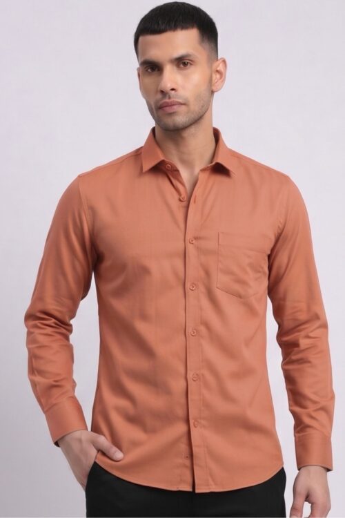 Saffron cotton shirt for men