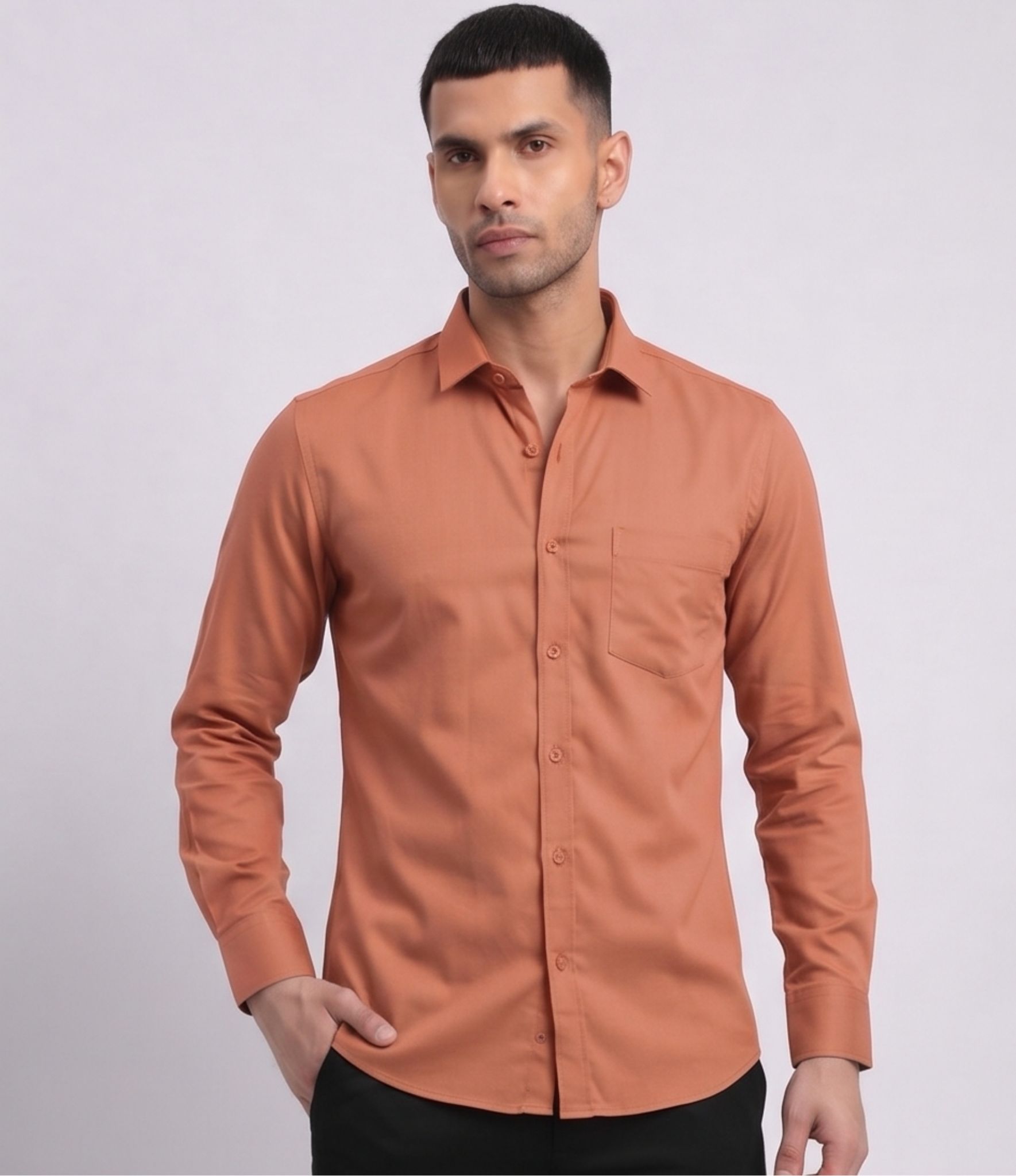 Saffron cotton shirt for men