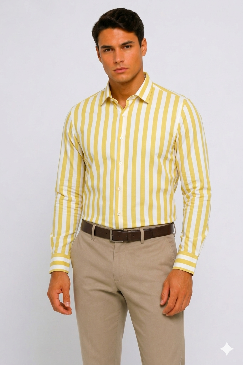 Yellow Stripe Cotton Shirt
