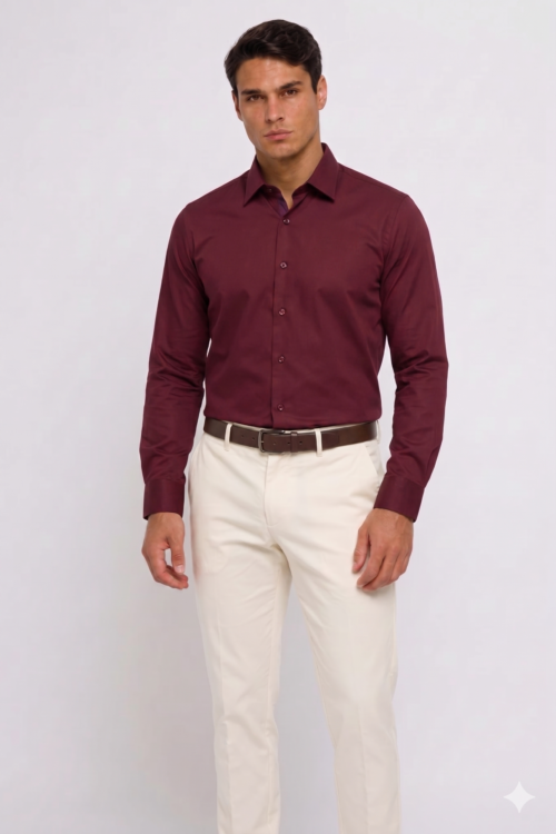 Maroon Cotton Shirt