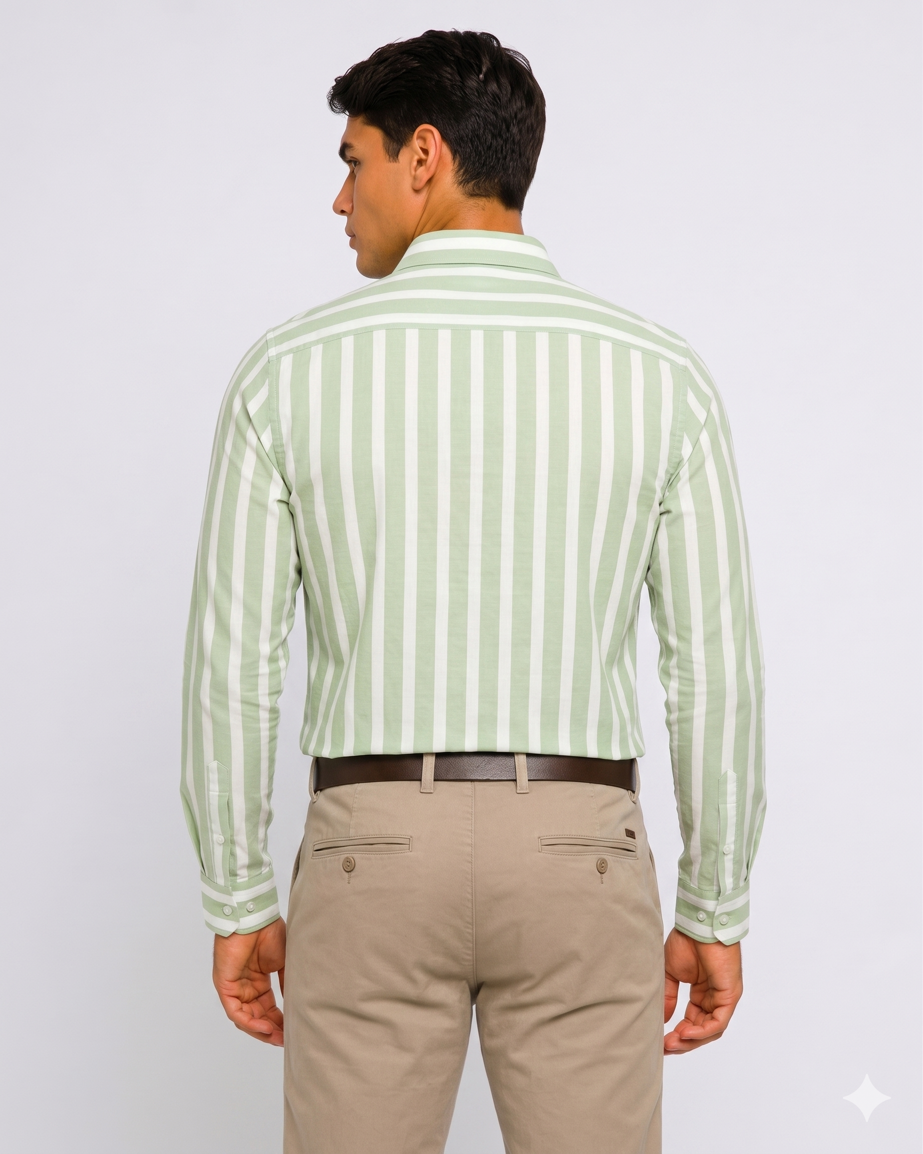 Green Stripe Cotton Shirt - Image 2