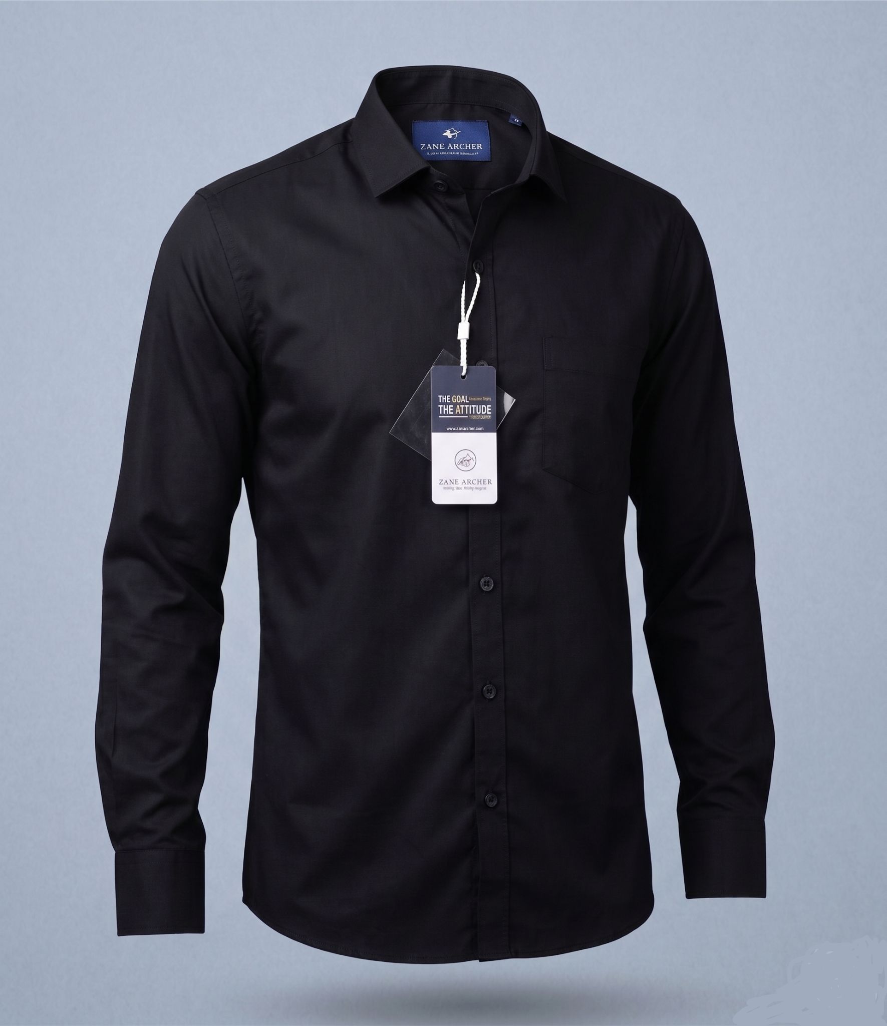 Premium Black Formal Cotton Shirt for Men - Image 2