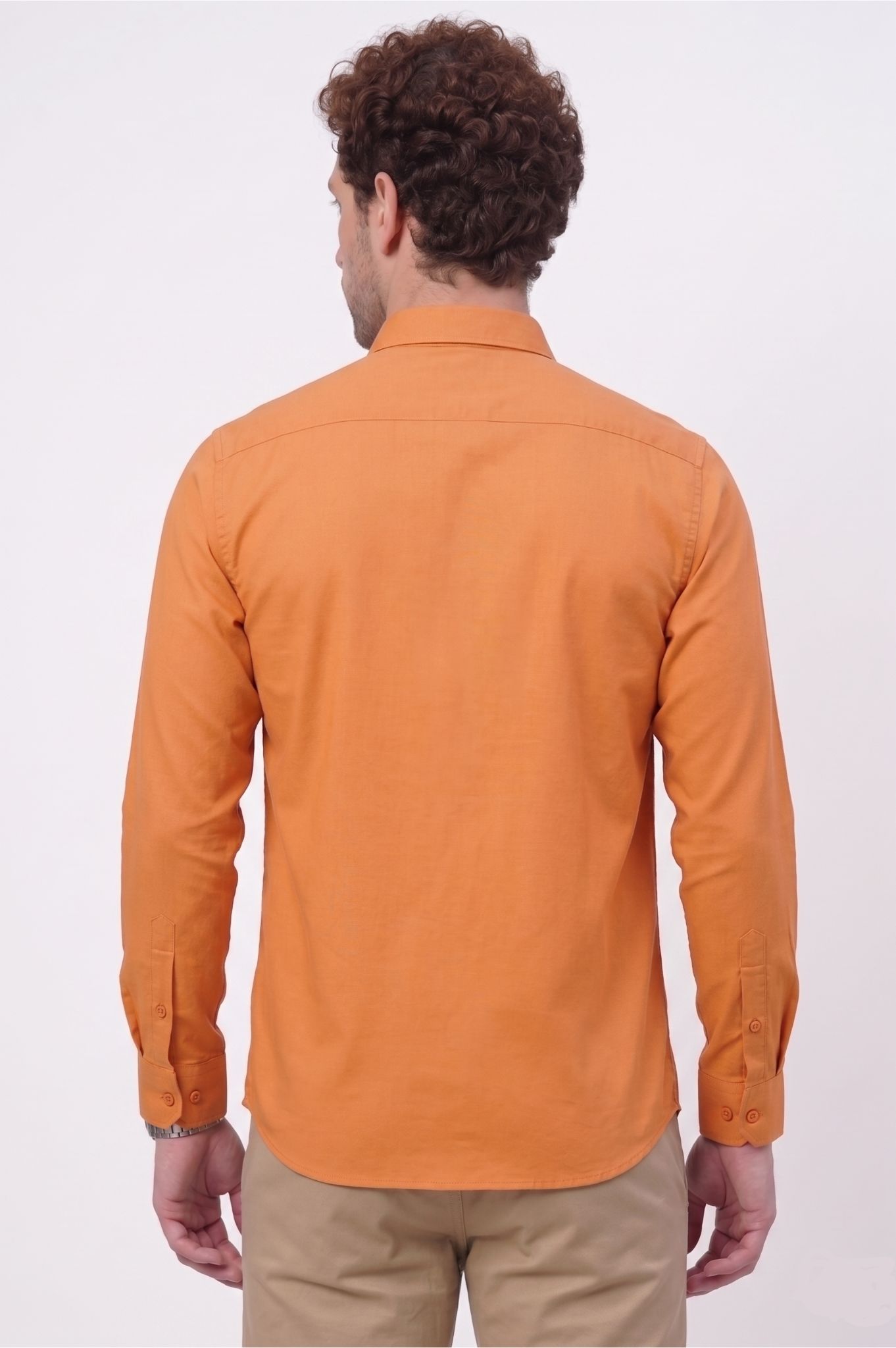 Saffron cotton shirt for men - Image 2