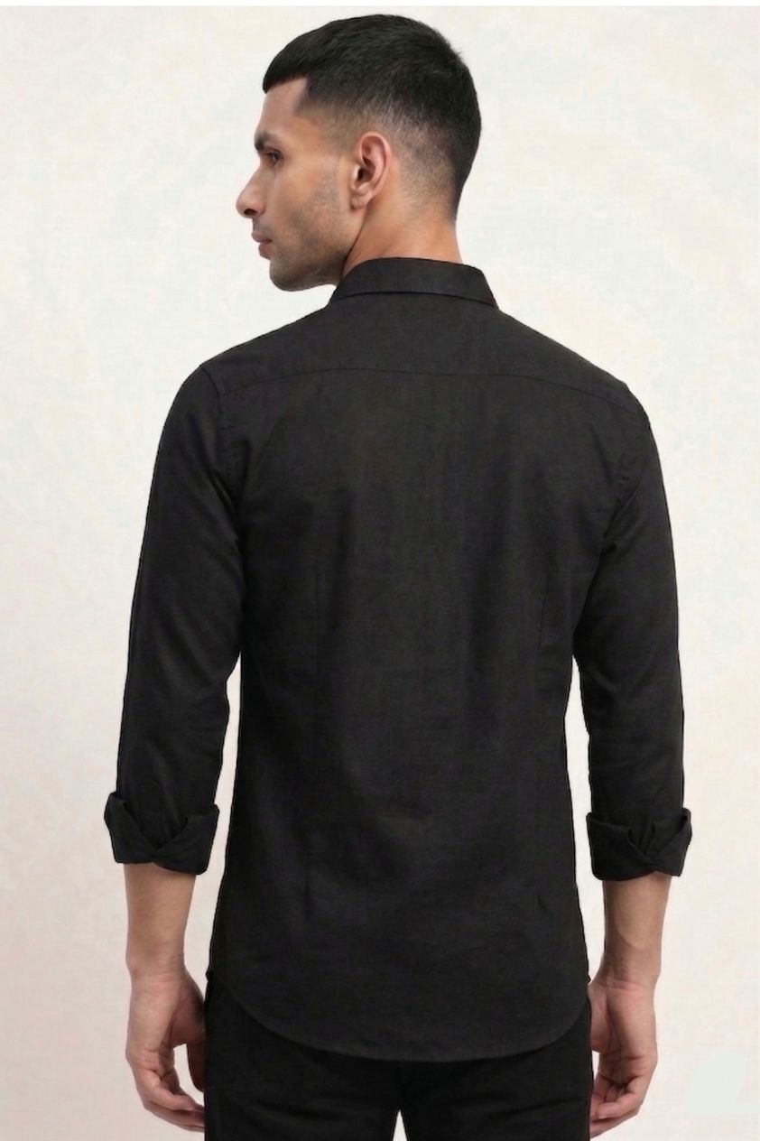 Premium Black Formal Cotton Shirt for Men - Image 4
