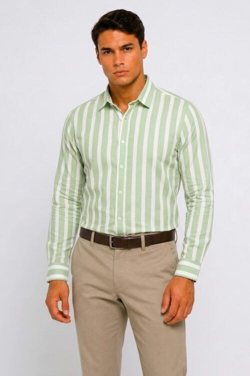 green-stripe-cotton-shirt